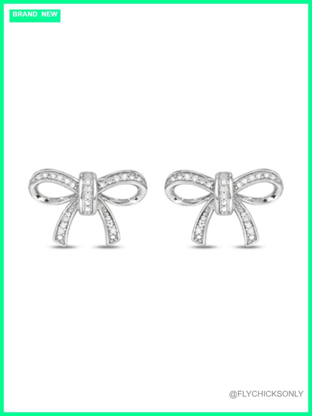 Diamond Ribbon Bow Stud Earrings 925 Sterling Silver Gold Vermeil
